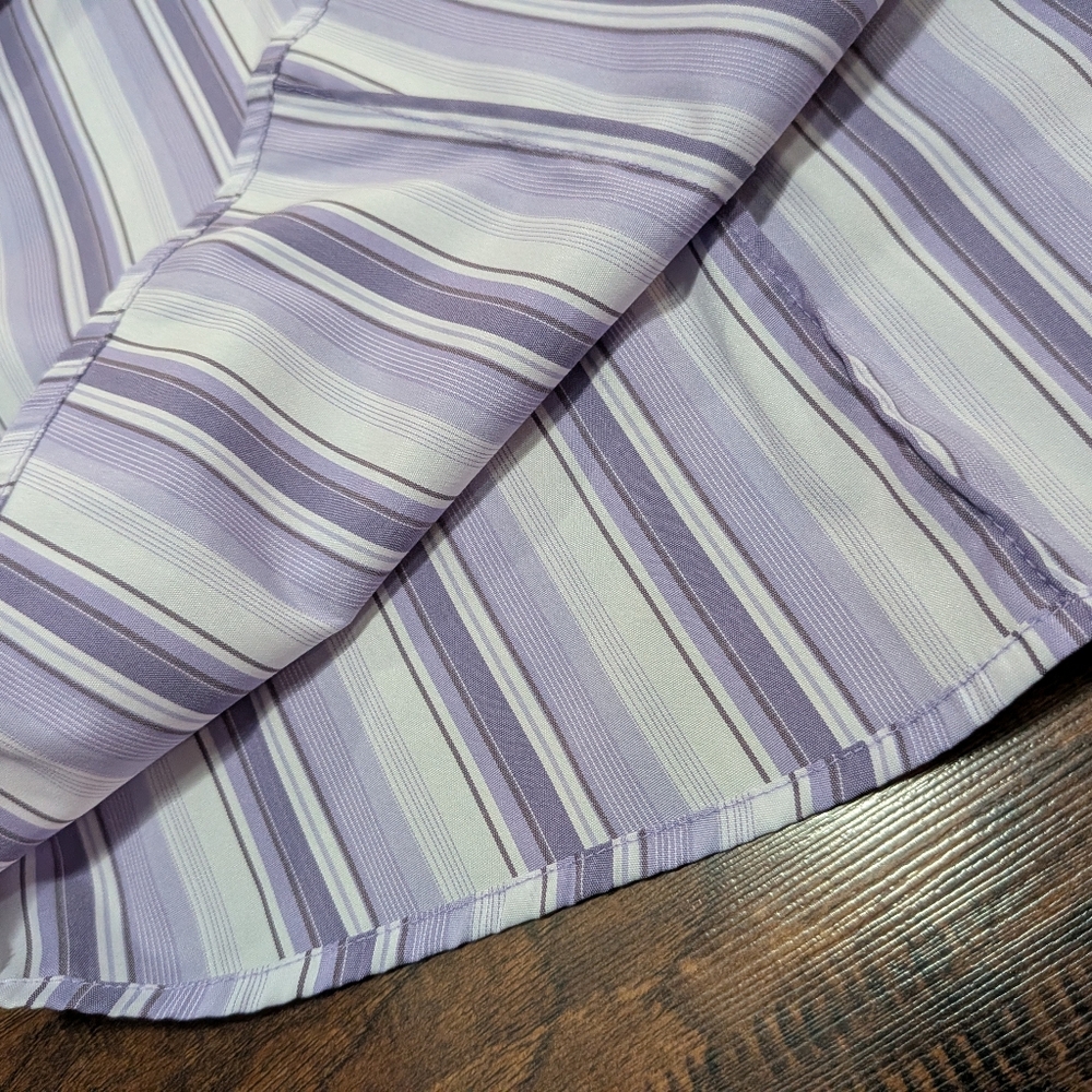 DCC Stretch Women's Striped Purple Button Down Shirt (1X) - Picture 12 of 12